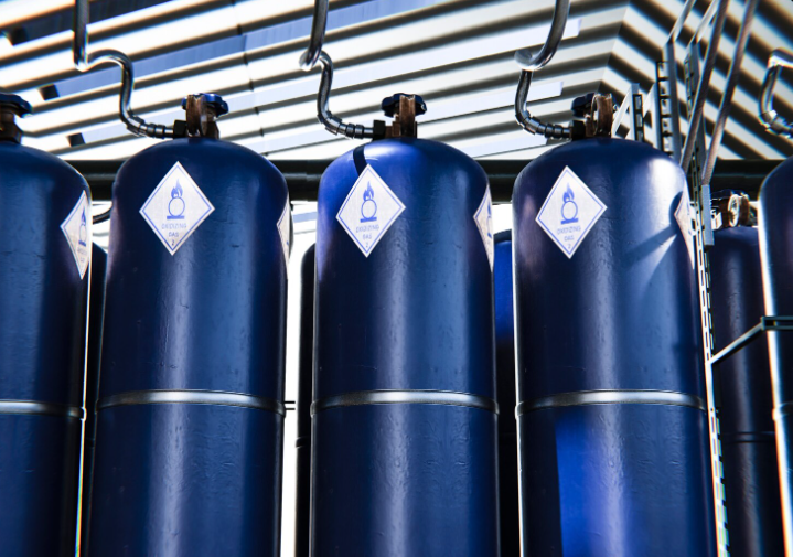 Medical oxygen cylinders ready for delivery