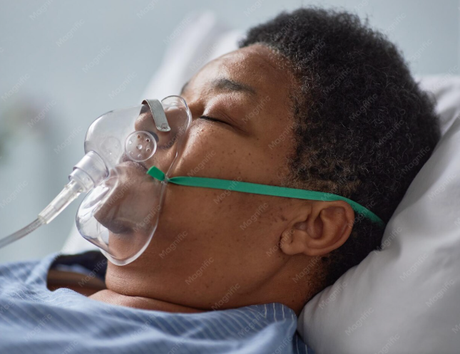 Patient receiving oxygen therapy